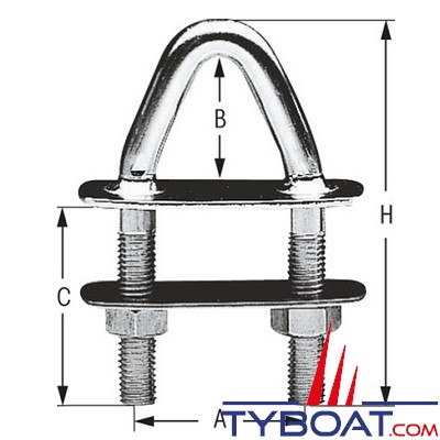 Plastimo - 13760 - Cadène triangulaire droite inox 316 Ø 8mm 3500kg - 2 pièces