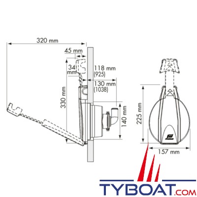 Plastimo - 925 Pompe de cale à membrane - poignée télescopique sans By-pass pour tuyau Ø 25mm