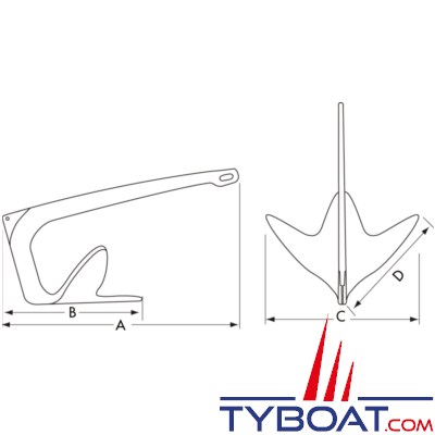 PLASTIMO - Ancre FHD - Longueur maxi bateau 16 mètres - GALVA