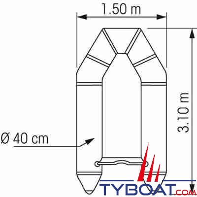 Plastimo - Annexe coque rigide pliable - MS-310/1 RIB - 3.10 m - Charge maxi 400 Kg