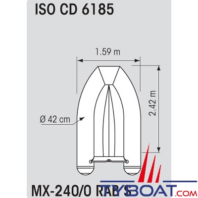 Plastimo - Annexe Yacht PVC - MX-240/0 RAB S - 2.40 m - Charge maxi 380 Kg