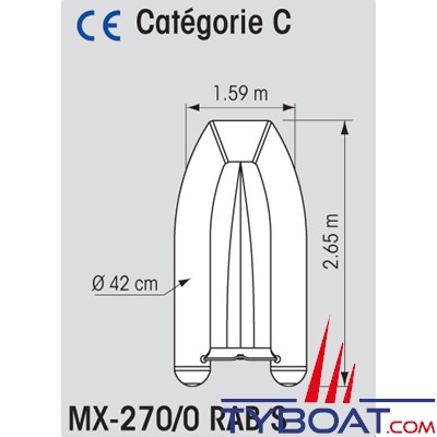 Plastimo - Annexe Yacht PVC - MX-270/0 RAB S - 2.65 m - Charge maxi 425 Kg