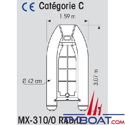 Plastimo - Annexe Yacht PVC - MX-310/0 RAB D - 3.10 m - Charge maxi 495 Kg