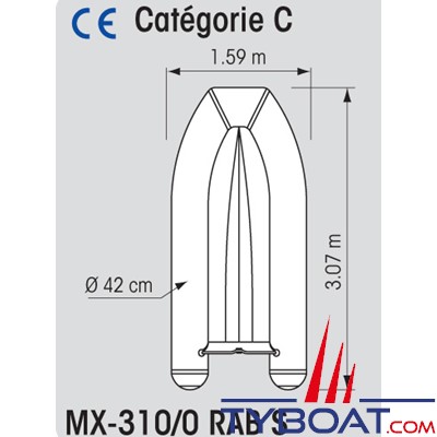 Plastimo - Annexe Yacht PVC - MX-310/0 RAB S - 3.10 m - Charge maxi 495 Kg