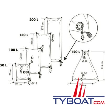 Plastimo - Chambre de rechange pour réservoir souple eau potable - triangulaire 120L