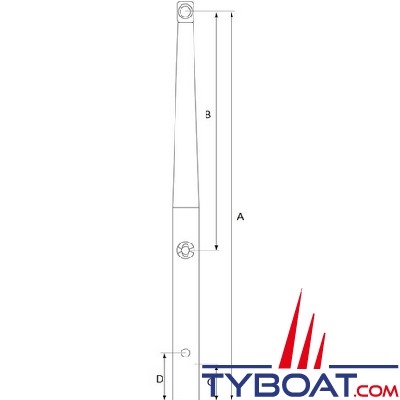 Plastimo - Chandelier - inox 316 - Ø25 mm - longueur 464 mm - 1 passage - tête cylindrique