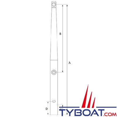 Plastimo - Chandelier - inox 316 - Ø25 mm - longueur 464 mm - 2 passages - tête cylindrique