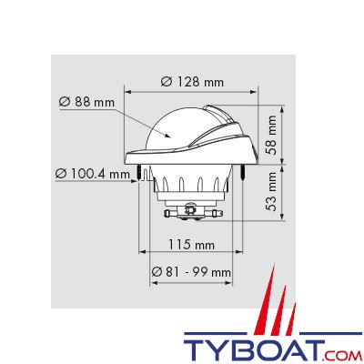 Plastimo - Compas Offshore  95 à encastrer - blanc rose plate noire