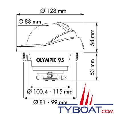 Plastimo - Compas Olympic  95 à encastrer - blanc rose blanche conique