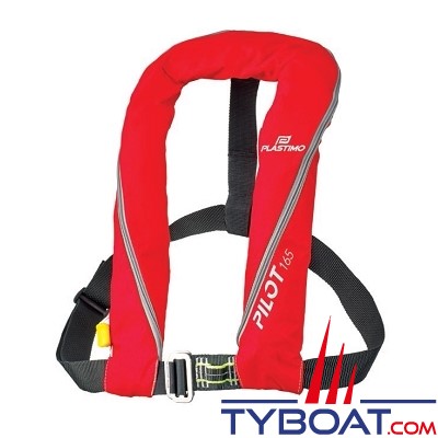 Plastimo - Gilet gonflable manuel - PILOT 165 - rouge - avec harnais (EN ISO 12402-3 / 12401)