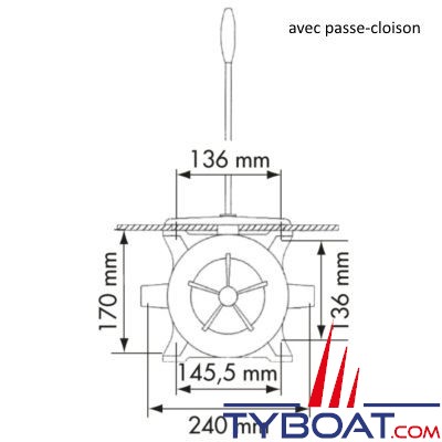 Plastimo - Pompe de cale à membrane manuelle simple effet - embouts intégrés