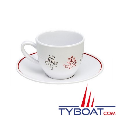 Plastimo - Tasse et sous-tasse Ø 7 et 13 cm - Mélamine - Boite de 6 - Coral reef