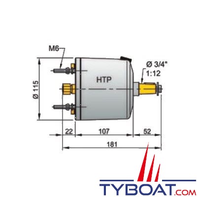 Pompe hydraulique Vetus Type HTP20 noire pour tuyau Ø10mm 19,7cm3/T - sans clapet anti-retour 
