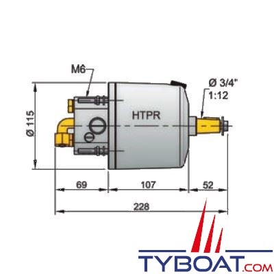 Pompe hydraulique Vetus Type HTP20R noire pour tuyau Ø10mm 19,7cm3/T - avec clapet anti-retour et soupape de surpression intégrés
