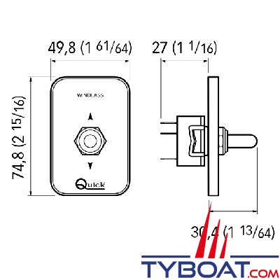 Quick - Commande à distance pour guindeau WCS820 - 2 positions Down/Up - Etanche