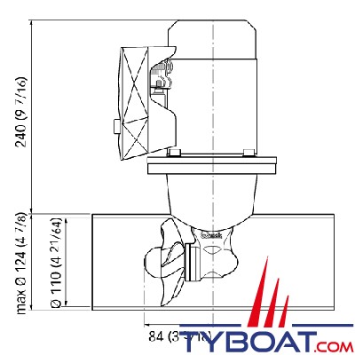 Quick - Propulseur BTQ 110-25 Kgf - mono - 12V - 1,3 kW