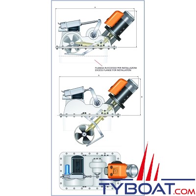 Quick - Propulseur rétractable BTR 185 - 65 Kgf 12V duo 3.3 kW