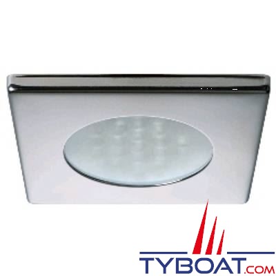 Quick - Spot carré LED Bryan Inox - 10/30 Volts - Blanc naturel - Ø 72 mm