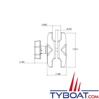 Ram Mounts - Bras court pour boule C - RAM-D-201U-B