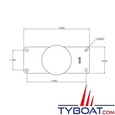 Ram Mounts - Platine rectangulaire avec boule D - RAM-D-202U-25