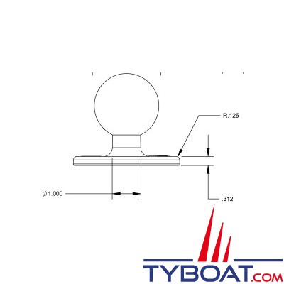 Ram Mounts - Platine ronde Ø9.35mm à visser avec boule D - RAM-D-202U