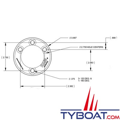 Ram Mounts - Platine ronde Ø9.35mm à visser avec boule D - RAM-D-202U