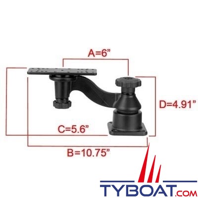 Ram Mounts - Support de montage horizontal déporté pour appareils 5 à 12