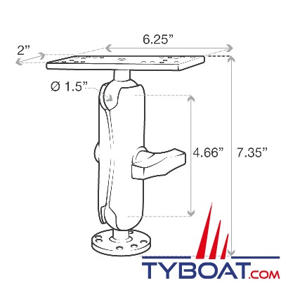 Ram Mounts - Support horizontal pour appareils 5