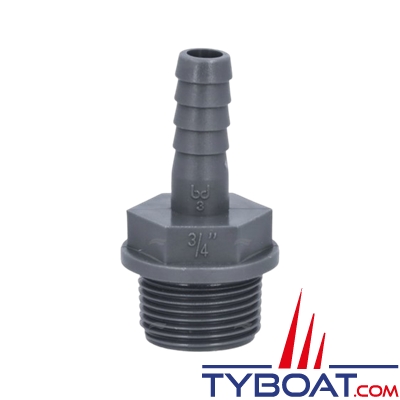 Randex - Raccord annelé droit PP - pour tuyau de Ø 12mm - Raccords BSP 3/4