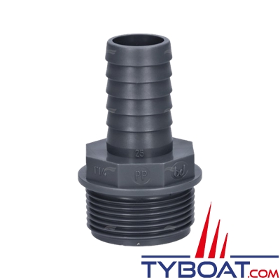 Randex - Raccord annelé droit PP - pour tuyau de Ø 25mm - Raccords BSP 1