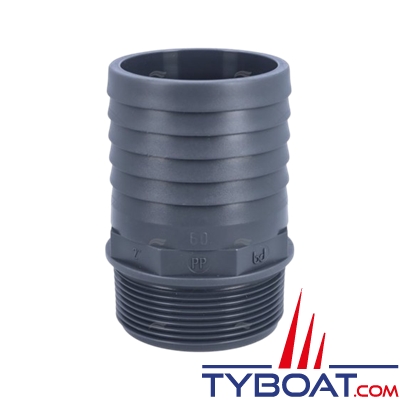 Randex - Raccord annelé droit PP - pour tuyau de Ø 60mm - Raccords BSP 2