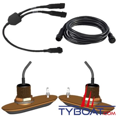 Raymarine - Pack de transducteurs passe-coque (2) en bronze RV-212 (avec inclinaison à 12°)