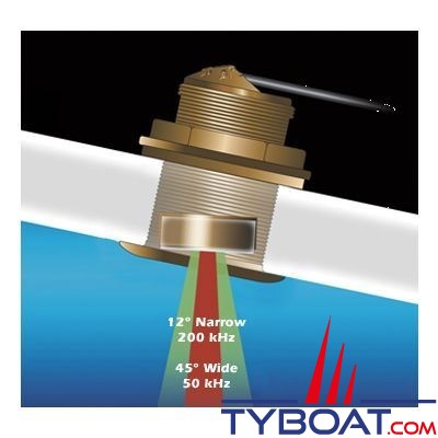 Raymarine - Sonde traversante bronze B60DT inclinée à 12° - Connecteur 8 broches (CP370/DSM30/DSM300)