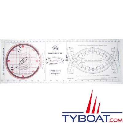 Régle intégrale Osculati avec rapporteur plastique transparent 380 x 94 mm