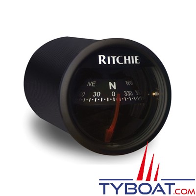 RITCHIE - Compas pour tableau de bord X-21BB  série RitchieSport - couleur noir / lecture noire