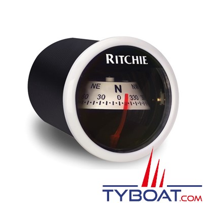 RITCHIE - Compas pour tableau de bord X-21WW  série RitchieSport - couleur blanc / lecture blanche