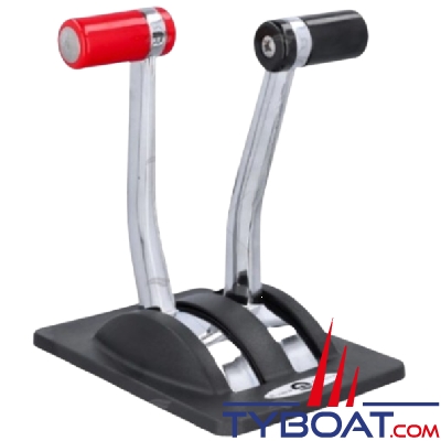 Riviera - Boîtier de commande moteur - CB02 - bi-leviers inclinés inverseur + gaz (inverseur à droite) avec sécurité - noir