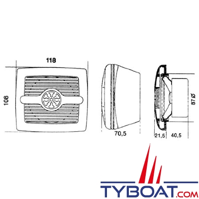 Riviera - Haut-parleur marin pour VHF - 10W 8 ohms - 118x108 mm