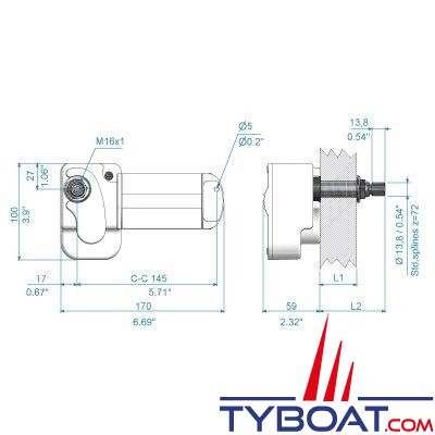 Roca - Moteur essuie-glace W12 12v - Axe Ø13.8mm - Epaisseur de cloison 42 mm