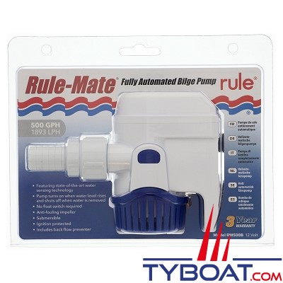 Rule - Pompe de cale automatique - RM500B - 2029 L/H - 12V