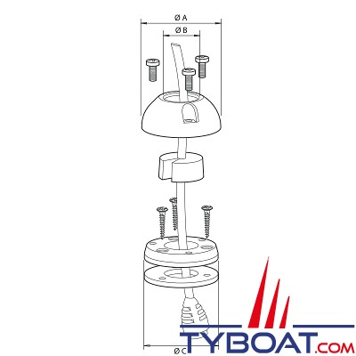 Scanstrut - Passe câble à entrée verticale pour câbles de 2 à 8 mm - Inox