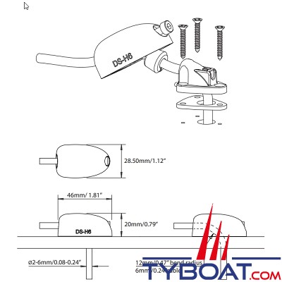 Scanstrut - Passe câble horizontal pour câbles de 2 à 6 mm - Gris