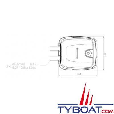 Scanstrut - Passe câble horizontal pour câbles de 5 et 6 mm - noir
