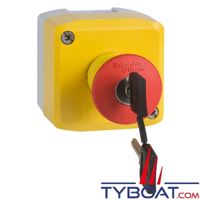 SCHNEIDER ELECTRIC - Boîte à boutons XALK - 1 bouton poussoir Arrêt d'Urgence à clé 1O+1F