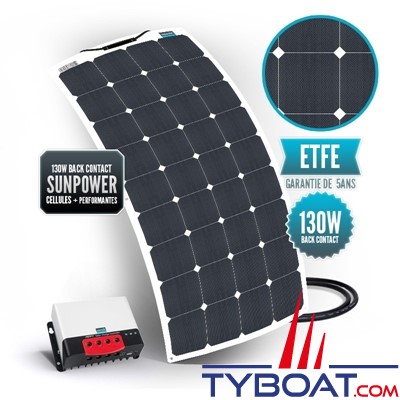 Seatronic - Kit panneau solaire souple 130 watts - 12 volts - Régulateur MPPT