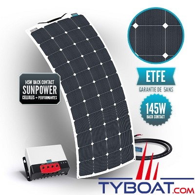 Seatronic - Kit panneau solaire souple 145 watts - 12 volts - Régulateur MPPT