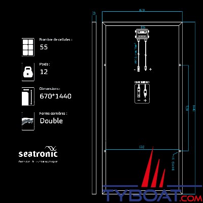 Seatronic - Panneau rigide back contact - 205 watts - 670*1440*35 mm 