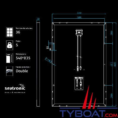 Seatronic - Panneau rigide back contact 80 watts 540*835*30 mm