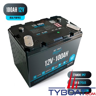 Optimum Power - Batterie lithium Power Dual Service et démarrage - 12 Volts 100Ah - 260x165x212 mm