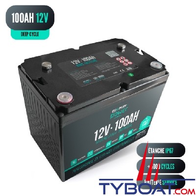 Optimum Power - Batterie lithium Service- 12 Volts 100Ah - 260x165x212 mm